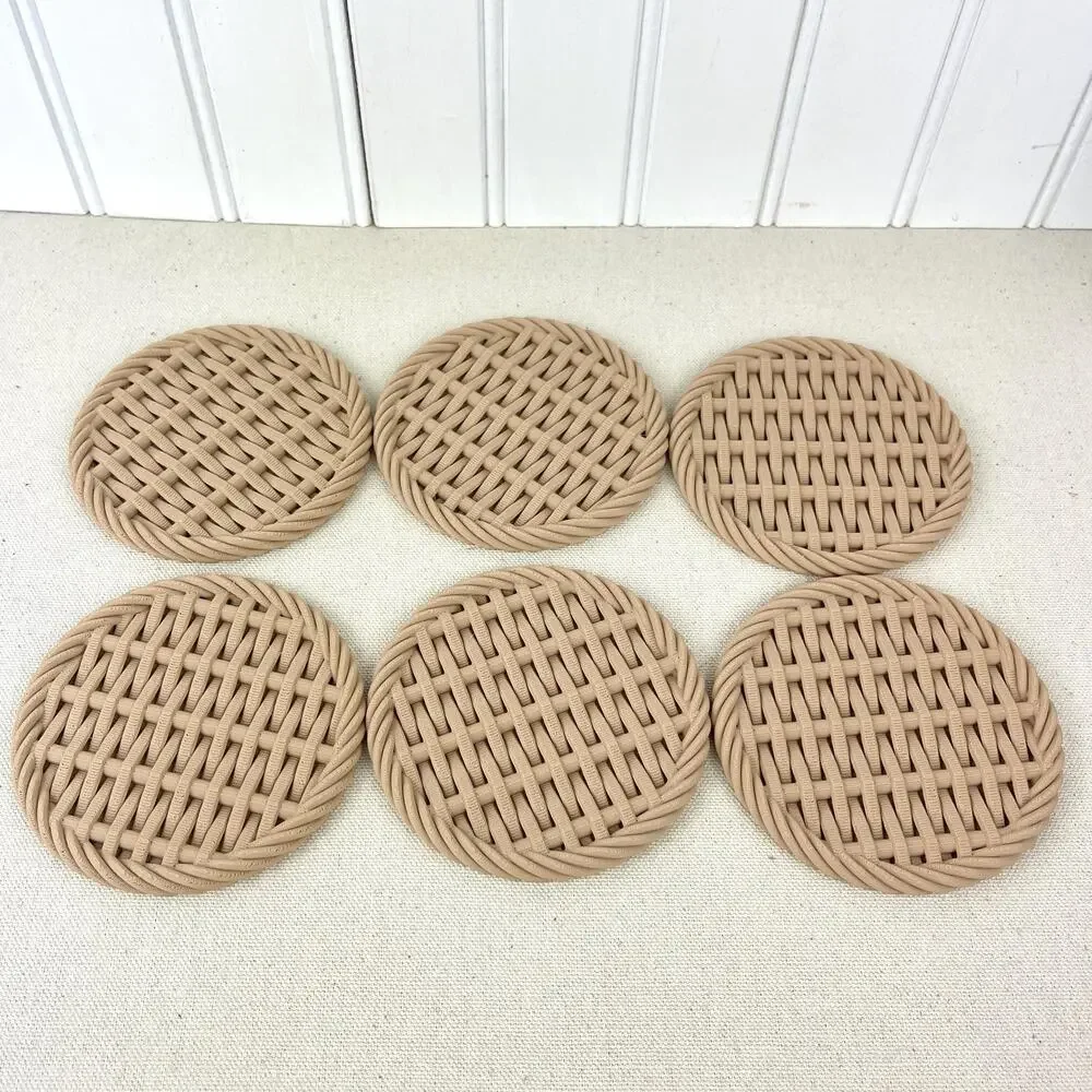 Woven Coaster Set, Modern Coasters with Holder, Drink Coasters, Set of 6